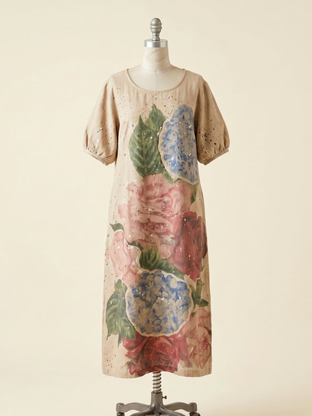 A Rare Bird - Linen Floral Patchwork Dress - New